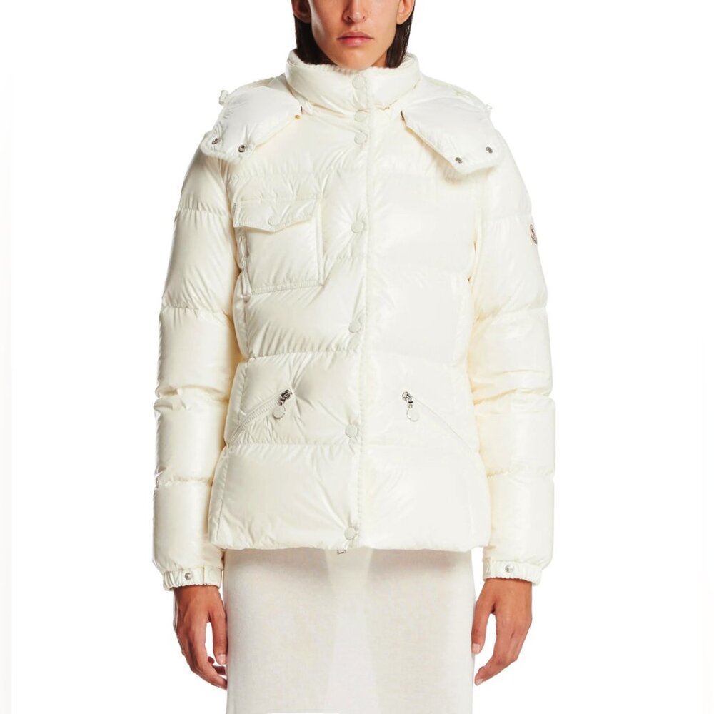 Moncler White Glareins Short Down Jacket